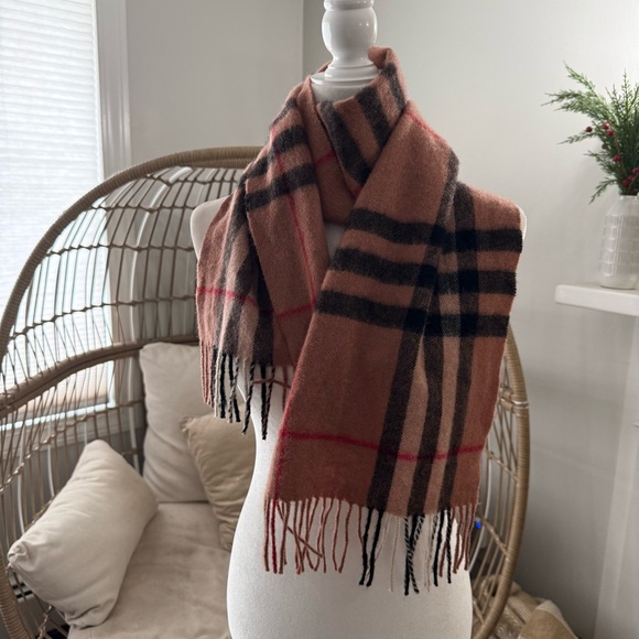cashmere & co Accessories - Cashmere & Co Plaid Cashmere Lambswool Scarf Brown Tan Red Fringe
